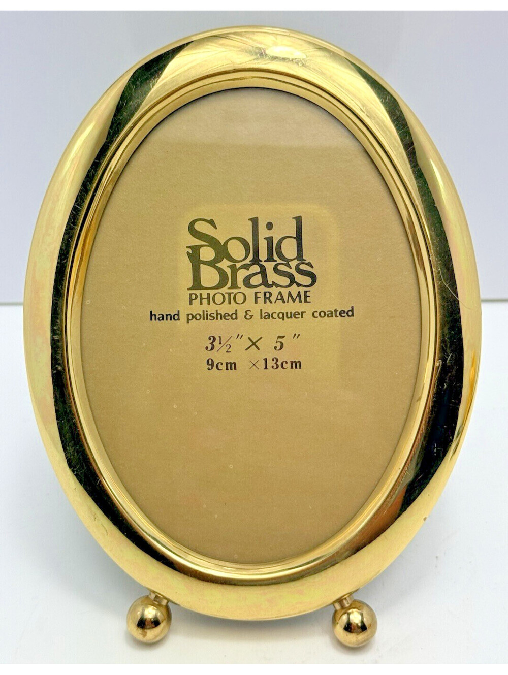 Vtg Brass Oval Picture Frame 3.5 x 5 Footed Standing 80s 90s Classic